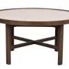 Marsden soffbord runt Ø90 beige keramik/brun ek