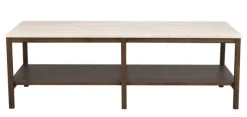 Orwel soffbord 140x60 beige travertin/brun ek