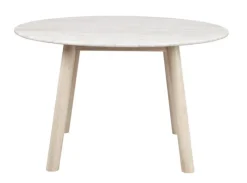 Taransay matbord Ø125 beige travertin/vitpigmenterad ek