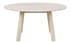 Taransay soffbord Ø90 beige travertin/vitpigmenterad ek